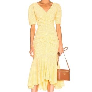 Staud Panier Dress Yellow Gingham size 4